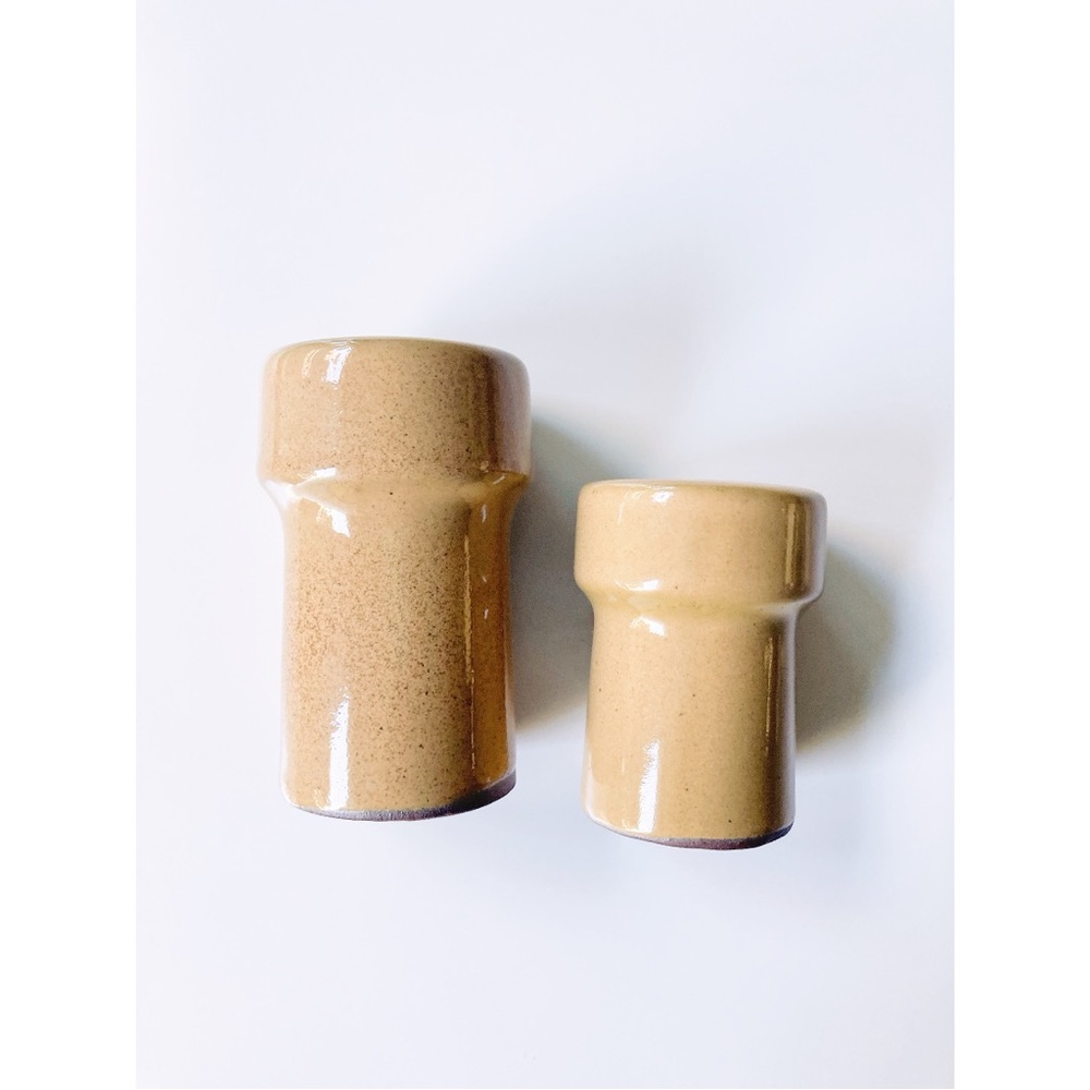 Vintage Speckled Stoneware Salt and Pepper Shakers Kitchenware 1970s Earthenware